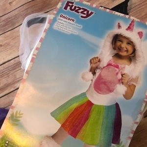 Fuzzy Toddler Unicorn Tutu Halloween Costume 3T-4T